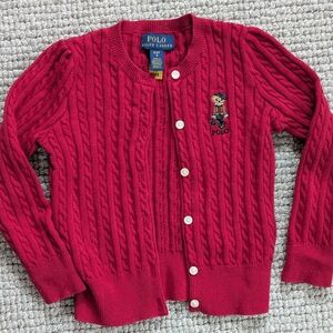 Ralph Lauren Red Cable Knit Cardigan